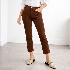 Eileen Fisher Brown Corduroy Pants Women’s Large Cropped Stretch Fall Casual